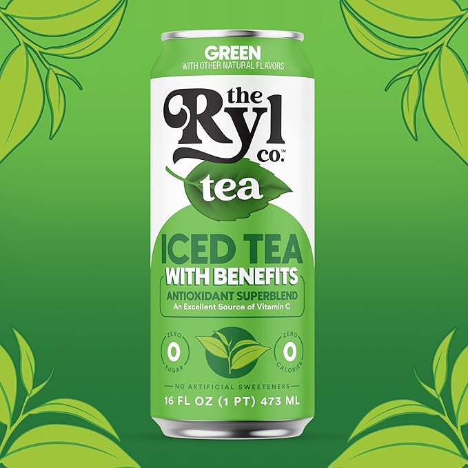 Ryl Iced Tea Green Tea Antioxidant Superblend Zero Sugar Zero Carb Zero Calorie Iced Tea 16.0 Fl Oz (4-Pack)