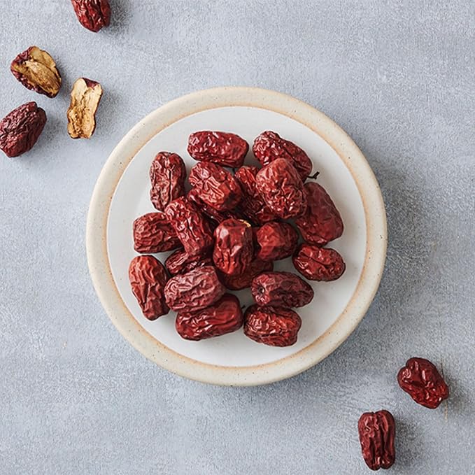 GAGOPA Dried Jujube Fruit – 100% Korean Red Dates Naturally Sweet Flavor Caffeine-Free Herbal Infusion Great for Tea Soups &amp Samgyetang 500g Bulk Pack