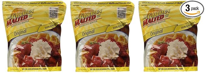 Golden Waffles Complete Waffles &amp Pancake Mix 32 oz (2 lbs) – Complete NON-GMO Baking Mix [Pack of 3]