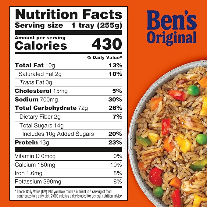 BEN'S ORIGINAL Street Food Teriyaki Style Rice with Chicken Prepared Entrée Microwavable Heat-&amp-Eat Bowl in 90 Seconds 9 oz (Pack of 6)