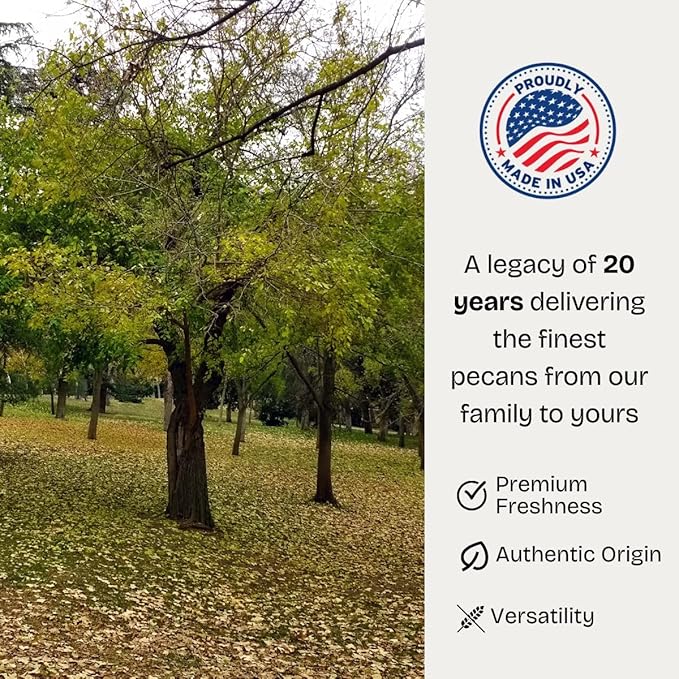 Large Pecan Pieces with Halves 20 lb Bulk | Premium Texas-Grown Raw Pecans | Unsalted Natural &amp Non-GMO | Freshly Shelled Family-Farm Nuts for Baking Cooking &amp Snacking | Gluten-Free |