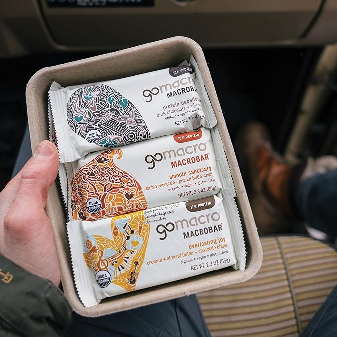 GoMacro MacroBar Organic Vegan Protein Bars - Protein Variety Pack (2.3-2.4 Ounce Bars 12 Count)