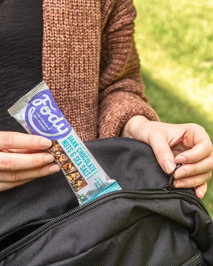 Fody Foods Snack Bars Dark Chocolate Nuts &amp Sea Salt 1.41 Oz (Pack of 12) 5g Protein Low FODMAP Gut &amp IBS Friendly Vegan Lactose Free Non-GMO Gluten Free