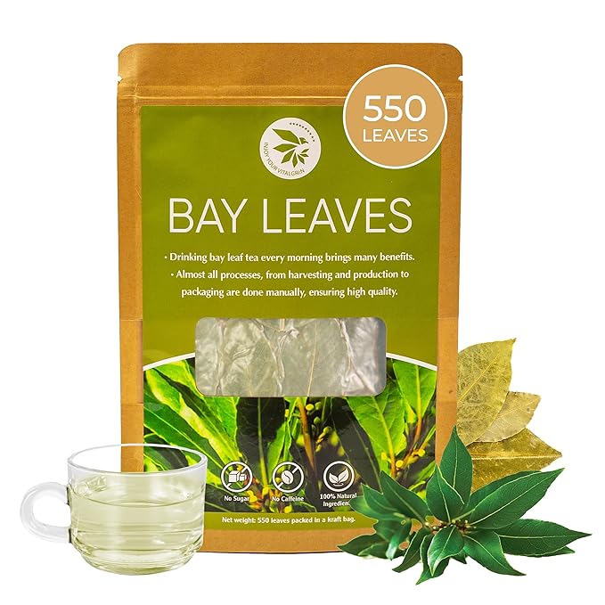 Bay Leaves Tea - 550 Dried Whole Leaves 4.06 oz Hojas de Laurel 100% Natural Sun Dried Caffeine-Free Herbal Tea For Brewing or Cooking Immune &amp Wellness Support