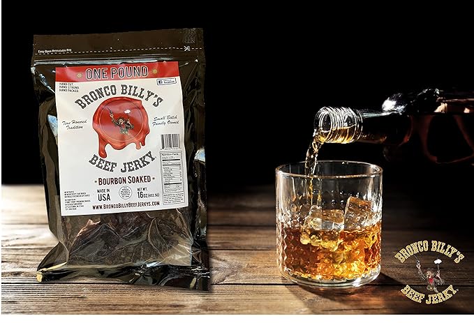 Bronco Billy's Beef Jerky Bourbon Soaked One Pound Resealable Bag