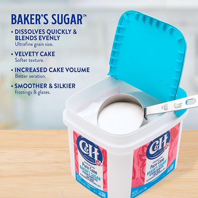 C&ampH® Pure Cane Ultrafine Granulated Baker's Sugar™ 3.5 lb Easy Baking Tub (Pack of 2) - Includes Bonus Recipe Card