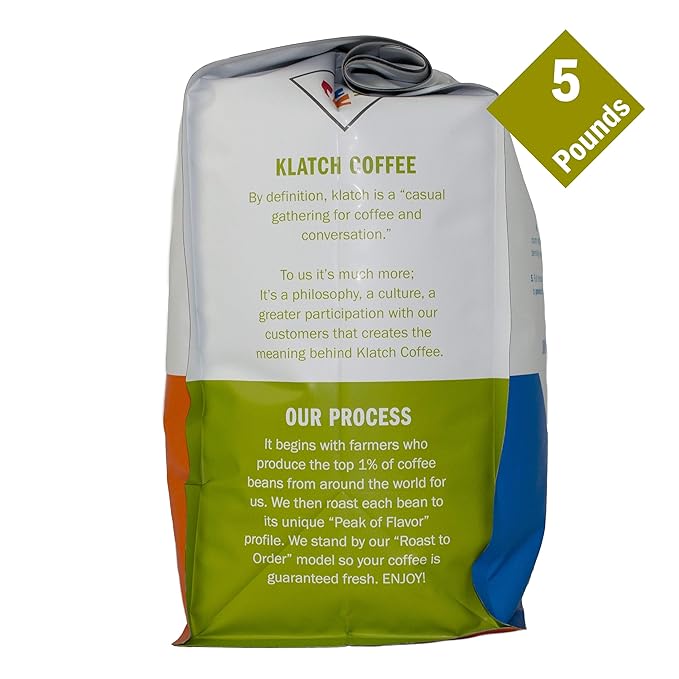 Klatch Coffee Organic House Espresso Medium-Dark Roast 5 Pounds Whole Bean
