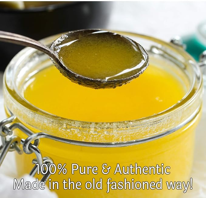 Organic Grass Fed Ghee 16 Ounce - Mantra Infused Traditional Ayurvedic Method - Non GMO Pasture Raised - By Jiva Organics