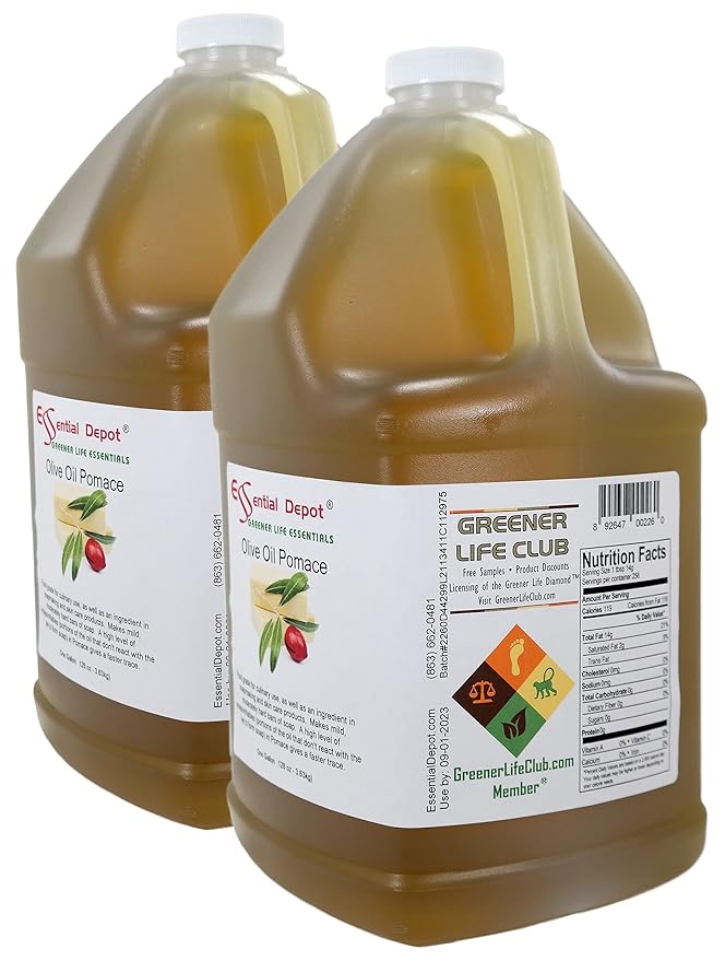 Essential Depot Olive Oil - Pomace - Food Grade - 2 Gallons 256 oz - 2 x 1 Gallon Containers - Safety Sealed HDPE Container with Resealable Cap