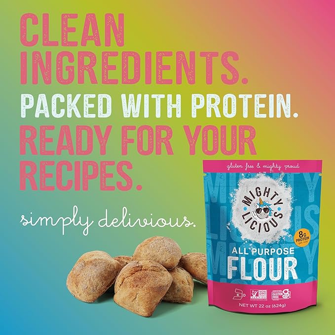 Mightylicious Gluten-Free All-Purpose Flour - Superfine Rice Flour - Non-GMO - Allergen Friendly - Ideal for Baking Cooking and Topping for Cakes Bread Muffins - 3-Pack (66oz Total 4.3lbs)