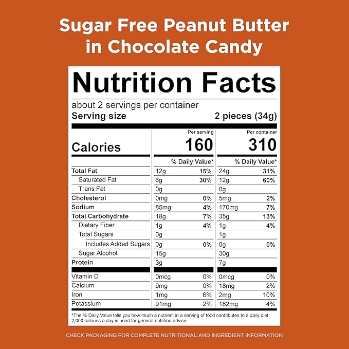 RUSSELL STOVER Sugar Free Peanut Butter Chocolate Candy 2.4 oz. bag (Pack of 10)