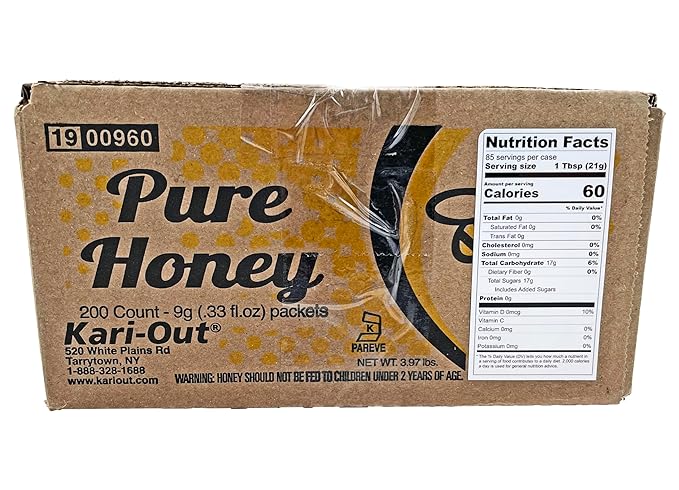 Kari-Out Pure Honey 9g Packets | Non-GMO | Kosher | 200 Count