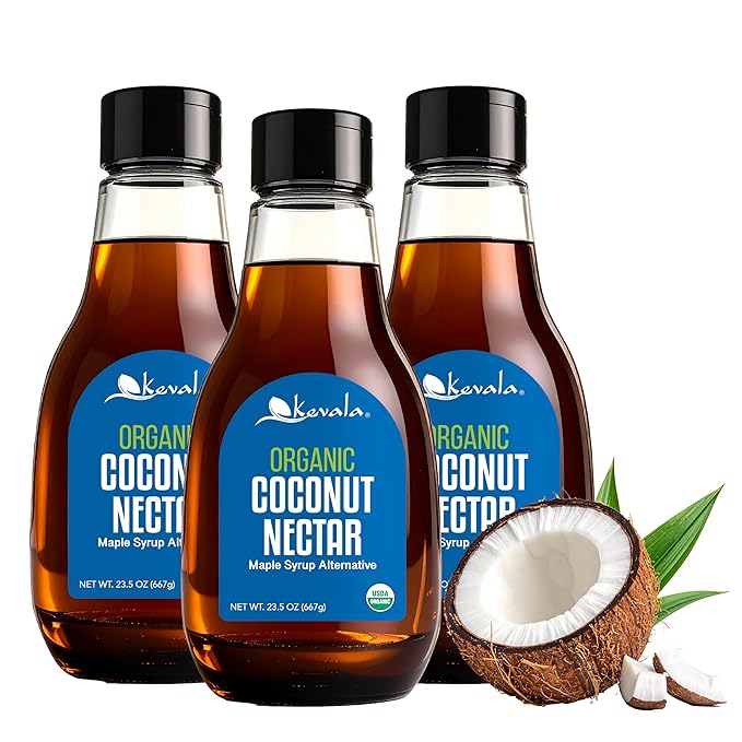 Kevala Organic Coconut Nectar - No Gluten Vegan Sugar Free Essence Natural Maple Syrup Alternative Extract From Coconuts Great for Pancakes - 23.5 oz (1-pack (23.5 oz)) (3-pack (70.5 oz))