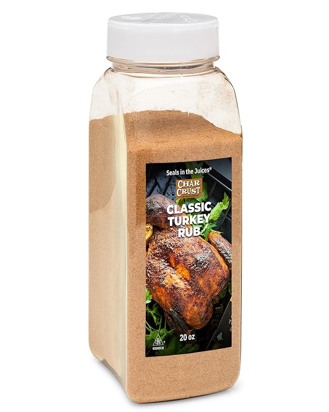 Char Crust Classic Turkey Rub | No Brine Needed | All-in-one seasonings | Perfect for Turkey Poultry and Potatoes | Signature Crust that Seals in the Juices 20 Ounce Chef Shaker Jar (Pack of 1)