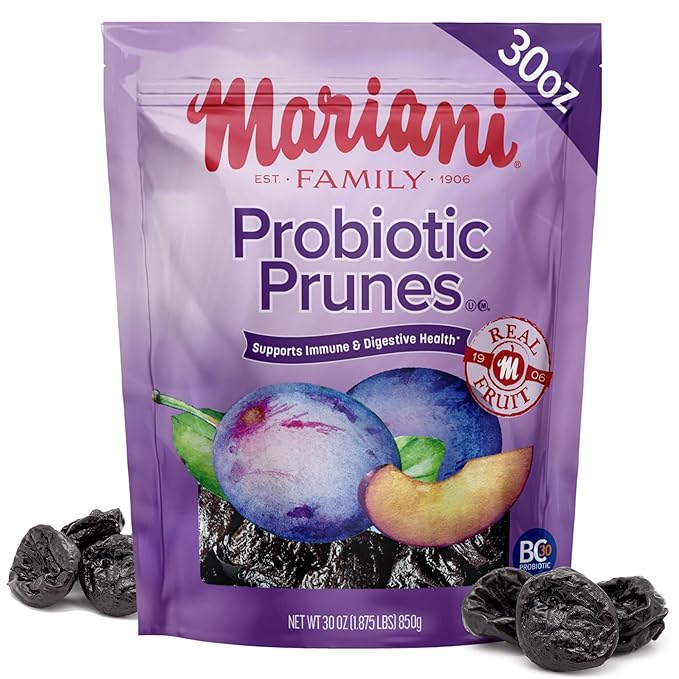 Mariani Probiotic Prunes Pitted Unsweetened 30oz - Bulk Dried Fruits No Sugar Added - California Dried Prunes Pitted Unsweetened - Supports Healthy Bones Immune and Digestive Health