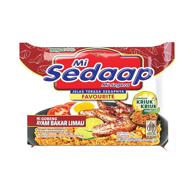Mi Sedaap - Ayam Bakar Limau - Instant Fried Noodle Grilled Chicken Lime Flavor 3.1 Oz (Pack of 40)