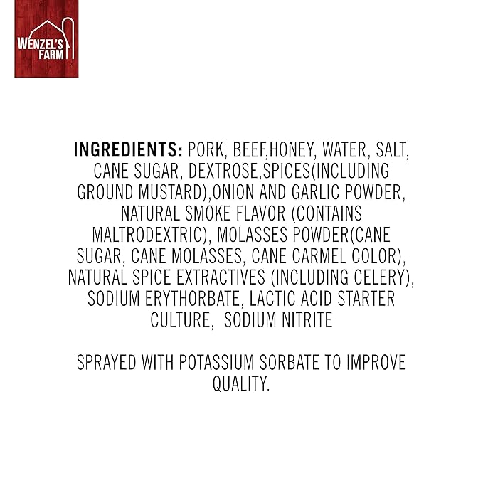 Wenzel’s Farm Zesty Honey BBQ Sticks │Supports Active Lifestyles│ Flavorful Naturally Smoked │ High Protein Low Carb │ No MSG Fillers Binders Artificial Colors │ Gluten Free | 32 sticks (16 packs