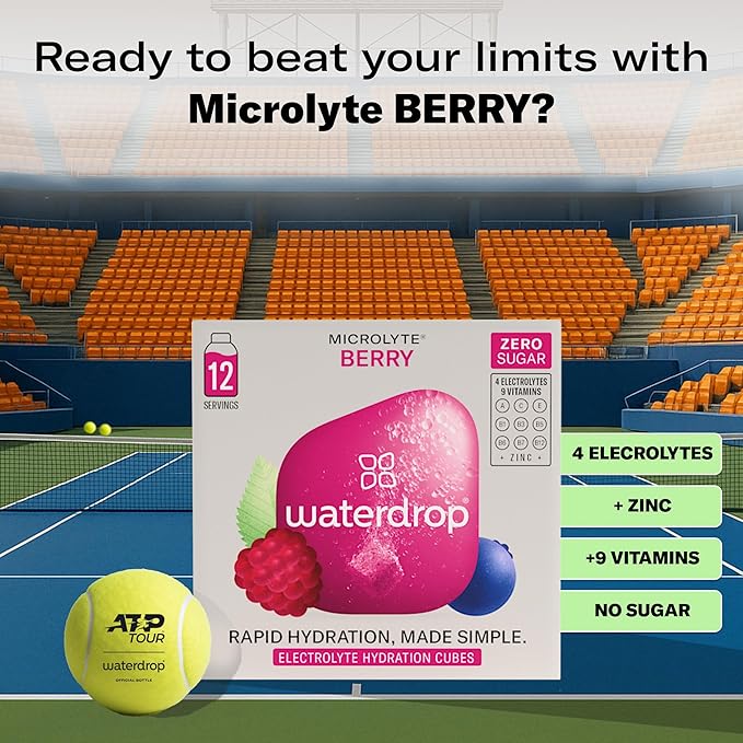 Waterdrop Microlyte Hydration Cubes Berry Flavor Electrolyte Drink Mix with Zinc Magnesium Potassium Calcium &amp 9 Vitamins Zero Sugar Low Calorie Sports Drink with Electrolytes 24 Count