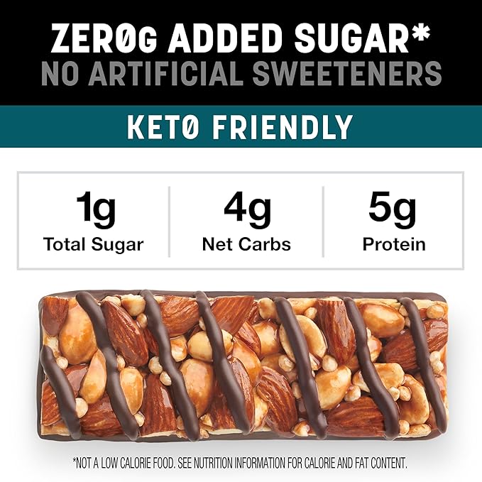 KIND ZERO Added Sugar Bars Variety Pack Dark Chocolate Nuts &amp Sea Salt Caramel Almond &amp Sea Salt Peanut Butter Dark Chocolate Keto Friendly Snacks Gluten Free 5g Protein 15 Count