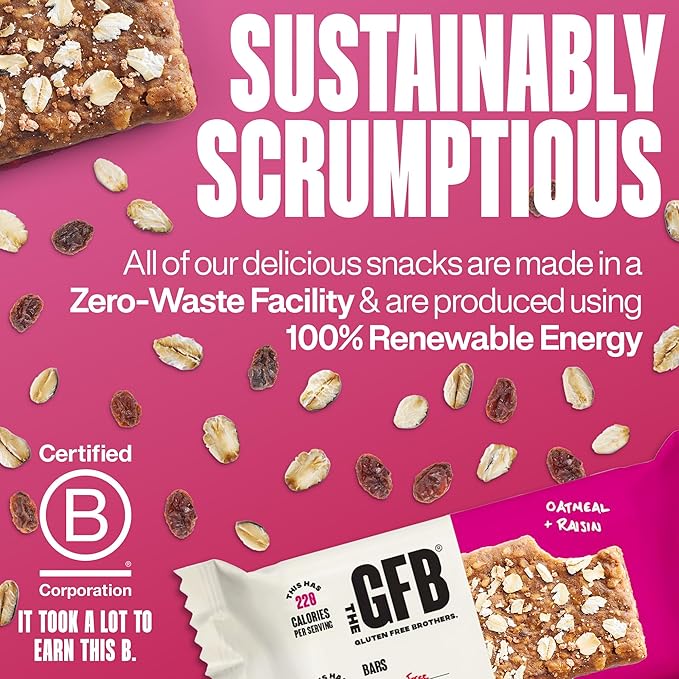 The GFB Oatmeal Raisin Protein Bars - Gluten Free Plant Based Non GMO Sustainably Made – Ridiculously Tasty Healthy Vegan Nutrition Snack Protein Bars 2.05 oz (12 Count)