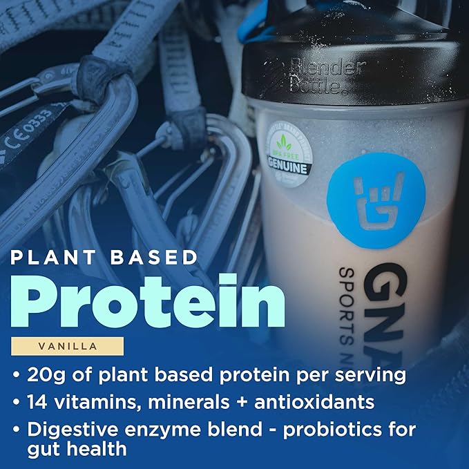 Gnarly Nutrition Vegan Plant Protein – Vanilla Vegan Protein Powder NSF Sport Certified – Meal Replacement Daily Nutritiional Boost – Lactose Free Powder – Vanilla 28.2 oz