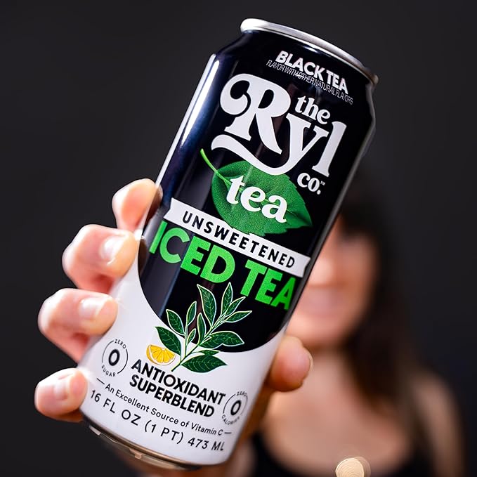 Ryl Iced Tea Unsweetened Black Tea Antioxidant Superblend Zero Sugar Zero Carb Zero Calorie Iced Tea 16.0 Fl Oz (12-Pack)