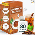 LeafLea Cinnamon Tea Bags 80 Count (2-Pack) 100% Natural Ground Cinnamon Stick Herbal Tea Spiced and Warming Flavor for Relaxation Caffeine-Free Sugar-Free Vegan