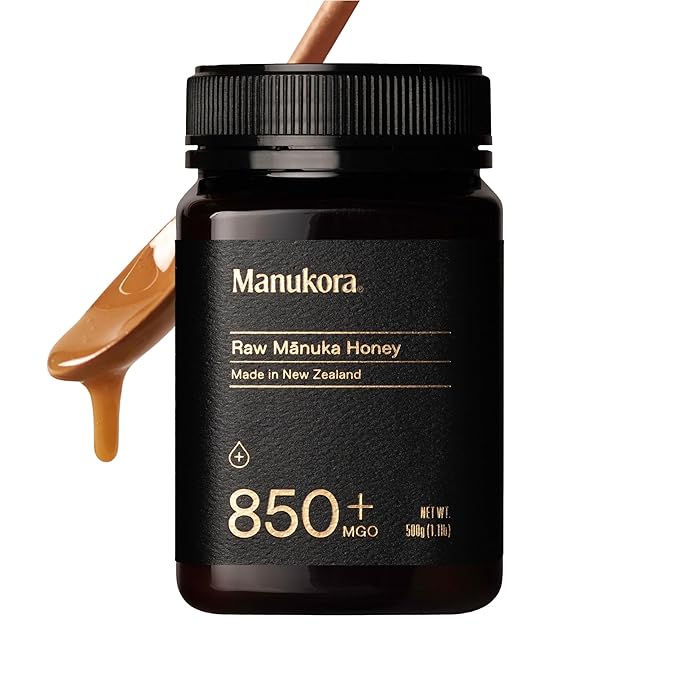 Manukora Raw Manuka New Zealand Honey MGO 850+ Non-GMO Monofloral 3rd-Party Tested Glyphosate Residue Free Certified 2000+ Natural Compounds Traceable Hive-to-Hand Digestive &amp Immune Suppor