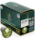 Green Tea &amp Ginger Tea Pods for Keurig - Caffeinated Organic Dye Free Unsweetened Herbal Blend for K Cup Machines - Hot or Iced (24 Tea Pods)