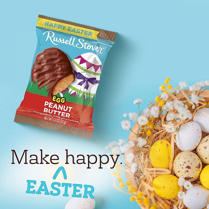 Russell Stover Easter Peanut Butter Milk Chocolate Easter Egg 1.3 oz each