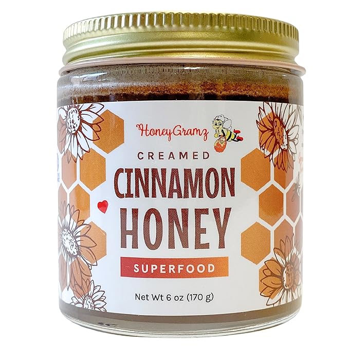 HoneyGramz Raw Unfiltered Superfood Creamed Honey - Organic Matcha Turmeric Ginger Cinnamon Chocolate and Garlic. Small Batch Handcrafted and Unprocessed - Rich in Nutrients and Beneficial Enzym