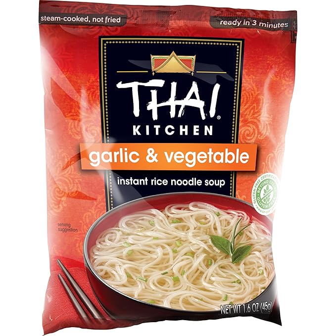 Thai Kitchen Gluten Free Garlic &amp Vegetable Instant Rice Noodle Soup 1.6 oz (Pack of 12)