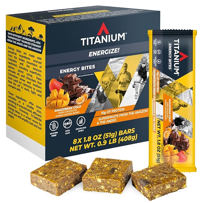TITANIUM Protein Energy Bars - Fruit Bars with Dried Superfruits Quinoa 10g Of Protein Chocolate Chip - Alternative To Cliff Bars - Snack Bars Healthy Food - Camping Snacks Hiking Food - Healthy