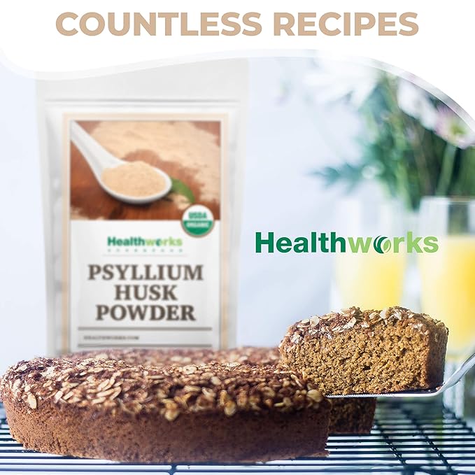 Healthworks Superfoods Organic Psyllium Husk Powder - 80 Oz / 5 Lbs - Raw - Certified Organic - Finely Ground Powder from India - Keto Vegan &amp Non-GMO - Fiber Support