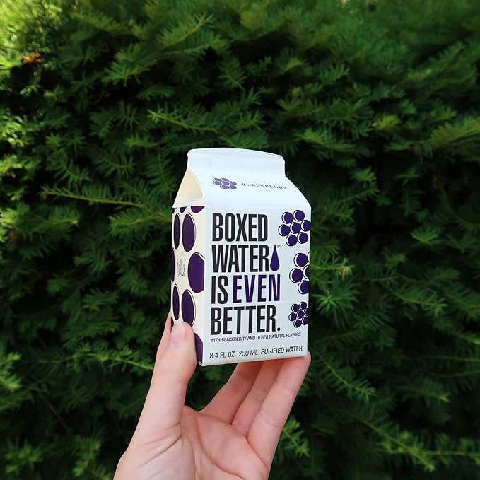 BOXED WATER IS BETTER 8.5 oz. (24 Pack) - Blackberry Flavored BPA-Free Refillable Cartons Sustainable Alternative to Premium Plastic Bottled Water Mini Water for Kids