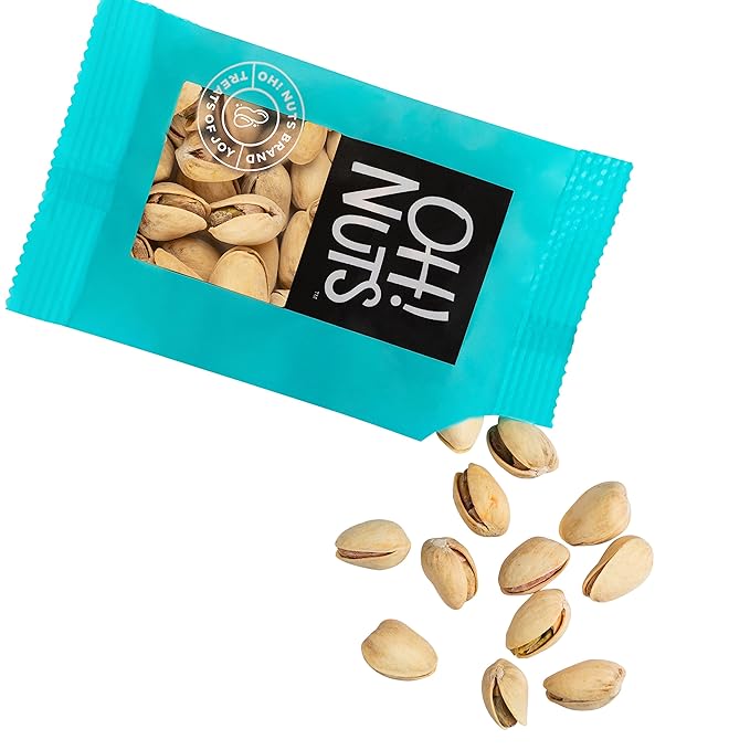 Oh! Nuts Pistachio Roasted Salted Individual Nut Snacks for On-the-Go - 12 Convenient Nut Snacks for School - Bulk Nuts Variety - Individual Packs (1.5 oz Each)