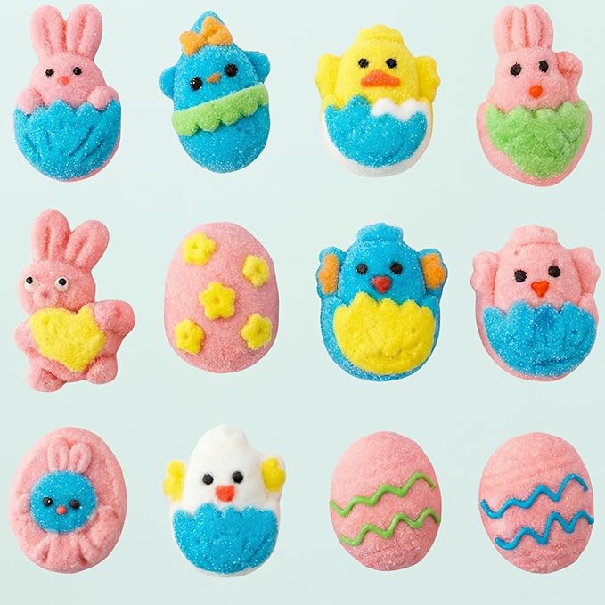 Easter Marshmallow Gummies - 10 Fun Designs 12-Pack Total 120 Individually Wrapped Gummies - Gluten-Free &amp Dairy-Free Perfect for Egg Hunts