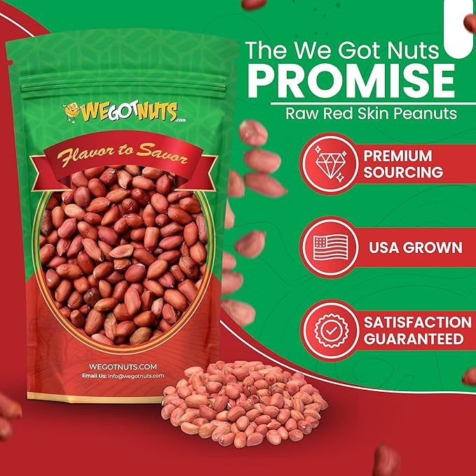 Raw Red skin Peanuts  USA Grown (Unsalted) 5LB Bag Bulk (80oz) - We Got Nuts