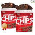 Wicked Cutz Roasted Red Pepper Beef Jerky Chips 22g Protein per Bag Crispy &amp Crunchy Beef Jerky Crisps USA Made Pepper Flavored Chips High Carnivore Snacks (2 Bags)