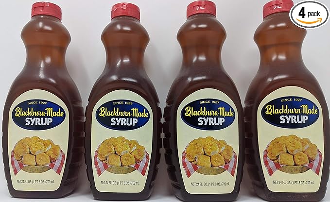 Blackburn-Made Syrup Bundle - 4 x 24 Oz Bottles of Blackburn Made Syrup Blackburn Syrup Pancake Bundled with Recipe Sheet