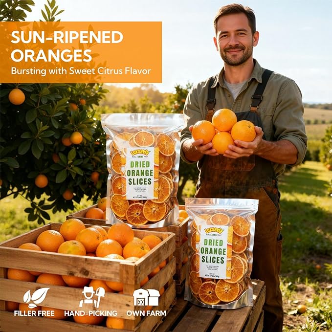 1.1LB(500g) Natural Dried Orange Slices BulkApprox 100-110 WheelsDehydrated Orange Slices NO AddtivesDried Oranges Sugar FreeDehydrated Fruit for CocktailsChristmas DayCraftsBakingFruit Tea