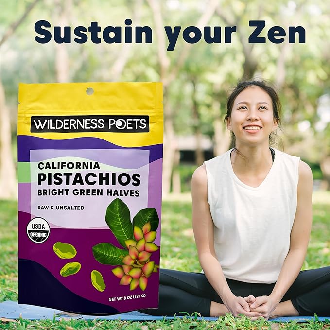 Wilderness Poets Organic Pistachios - Bright Green Pistachio Nut Halves No Salt Grown in California (5 Pound)