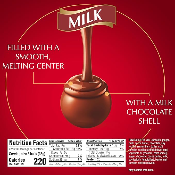 Lindt LINDOR Milk Chocolate Truffles 90 Count Gift Box Chocolate Candy with Smooth Melting Truffle Center 38 oz. Box