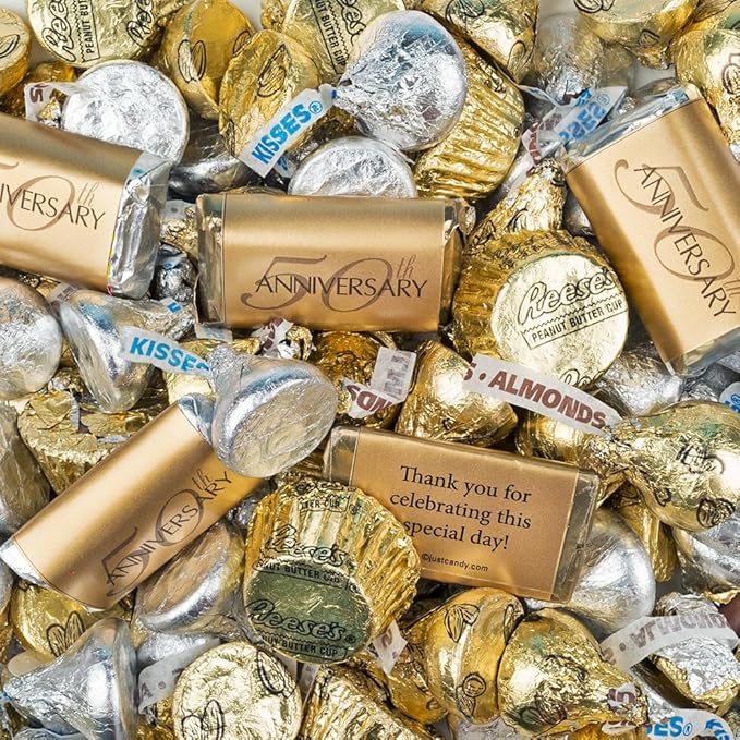 1.6 lbs Bulk 50th Anniversary Candy Chocolate Mix Party Favors (Approximately 115 Pcs)
