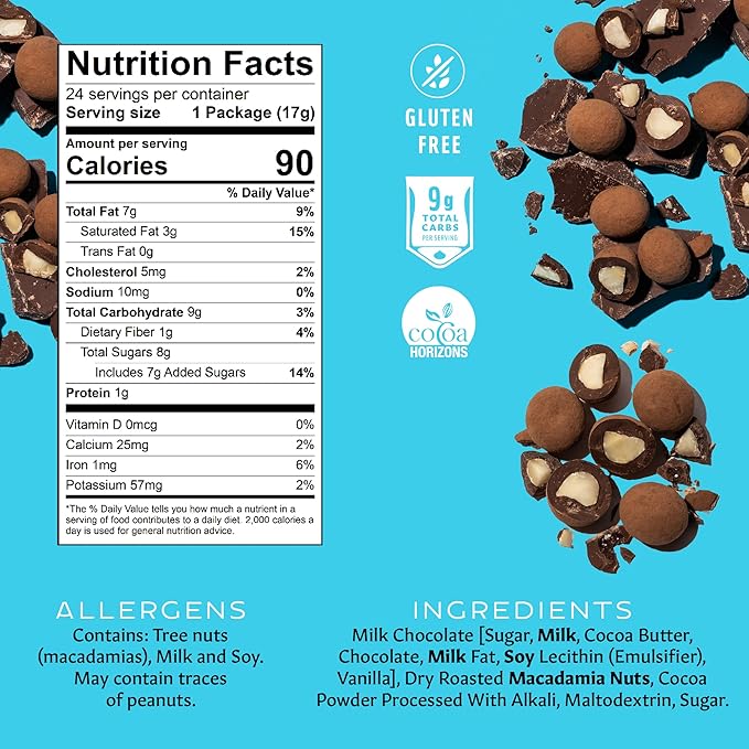 Mauna Loa Milk Chocolate Covered Macadamia Nuts 24 Pack of 0.6 oz Mini Pouches Gluten Free Sweet Hawaiian Snack