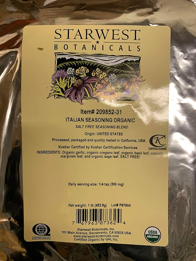 Starwest Botanicals Organic Italian Seasoning 1 Pound