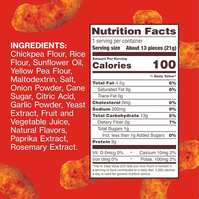 Hippeas Chickpea Puffs Flavor Blast: Blazin' Hot 0.75 Ounce (Pack of 18) 3g Protein 2g Fiber Vegan Gluten-Free Crunchy Plant Protein Snacks