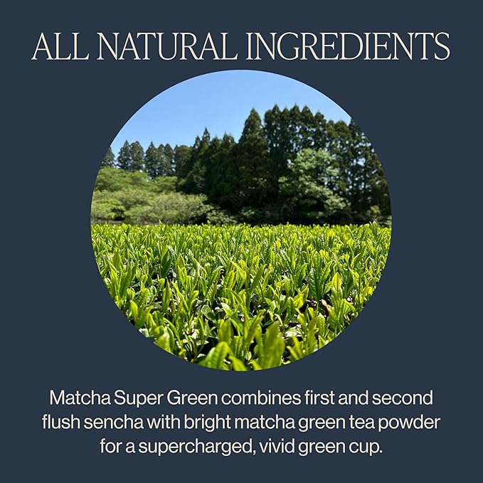 Rishi Tea Matcha Super Green Japanese Tea - Organic Caffeinated Sachet Bags Umami Antioxidant Rich Sencha &amp Matcha Blend - 15 Count (Pack of 6)