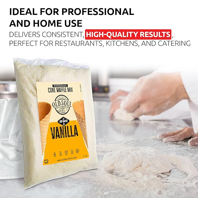 OLDSOUL Professional Cone Waffle Mix | Vanilla Flavour | Batter Mix | 10 Lbs | 224 Waffles (10 Lbs Traditional)