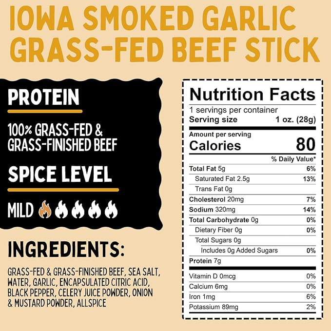 Beef Jerky Variety Pack Iowa Smoked Recipe 3 Flavors No Sugar Non-GMO 100% Grass Fed Beef Sticks. No Nitrates Gluten Soy MSG Dairy or Nuts. Paleo Whole30 and Keto Snack. Low Calorie High Pro